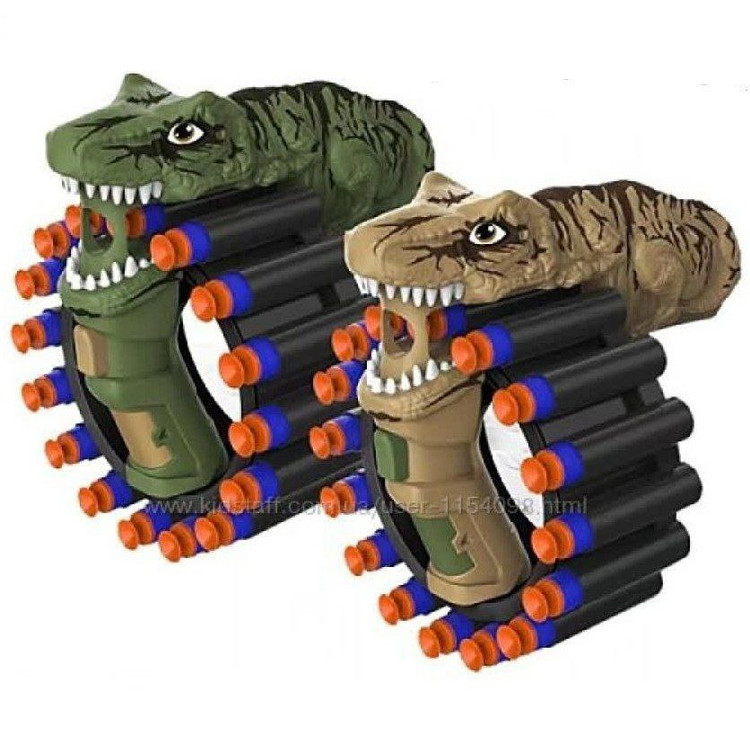 تفنگ تیر فومی طرح دایناسور T-Rex با خشاب چرخشی 15 تیر