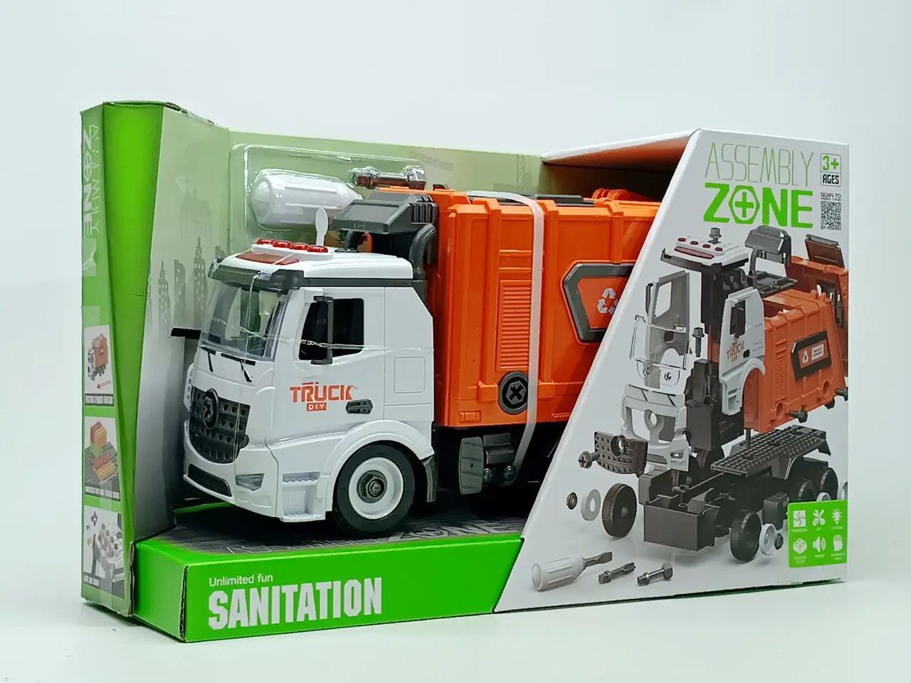 کامیون حمل زباله مونتاژی مدل DIY Assembly Zone همراه پیچ‌گوشتی
