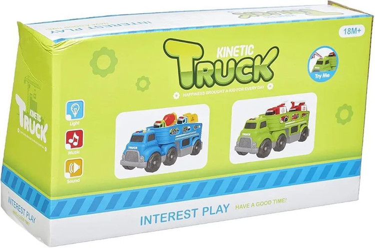 کامیون نشکن حمل خودرو موزیکال و چراغدار Kinetic Truck همراه 2 ماشین
