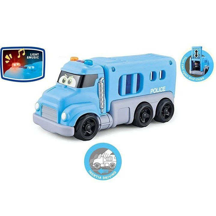 کامیون نشکن پلیس موزیکال و چراغدار The Police Truck همراه ماشین و فیگور