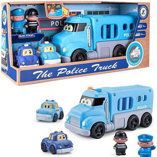 کامیون نشکن پلیس موزیکال و چراغدار The Police Truck همراه ماشین و فیگور