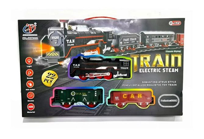 قطار ریلی دودزا موزیکال مدل Electric Steam Train (22 تکه)