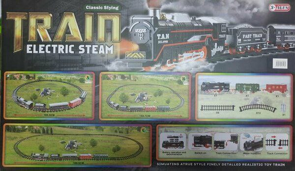 قطار ریلی دودزا موزیکال مدل Electric Steam Train (22 تکه)