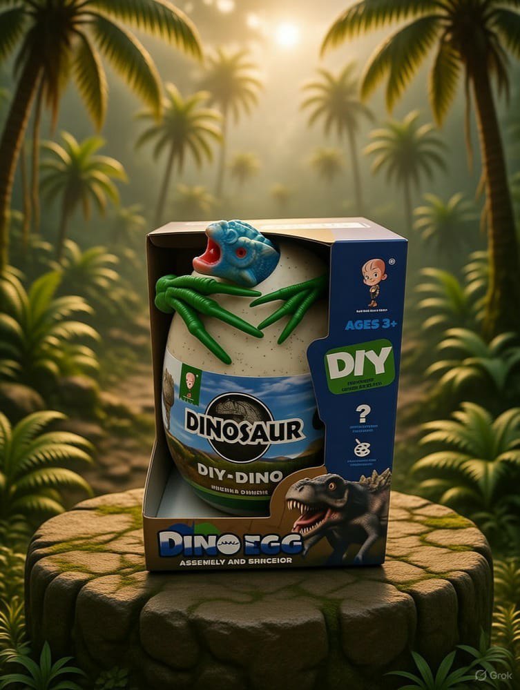 تخم دایناسور رنگ‌آمیزی مدل DIY Dino Egg Surprise با رنگ و قلم‌مو