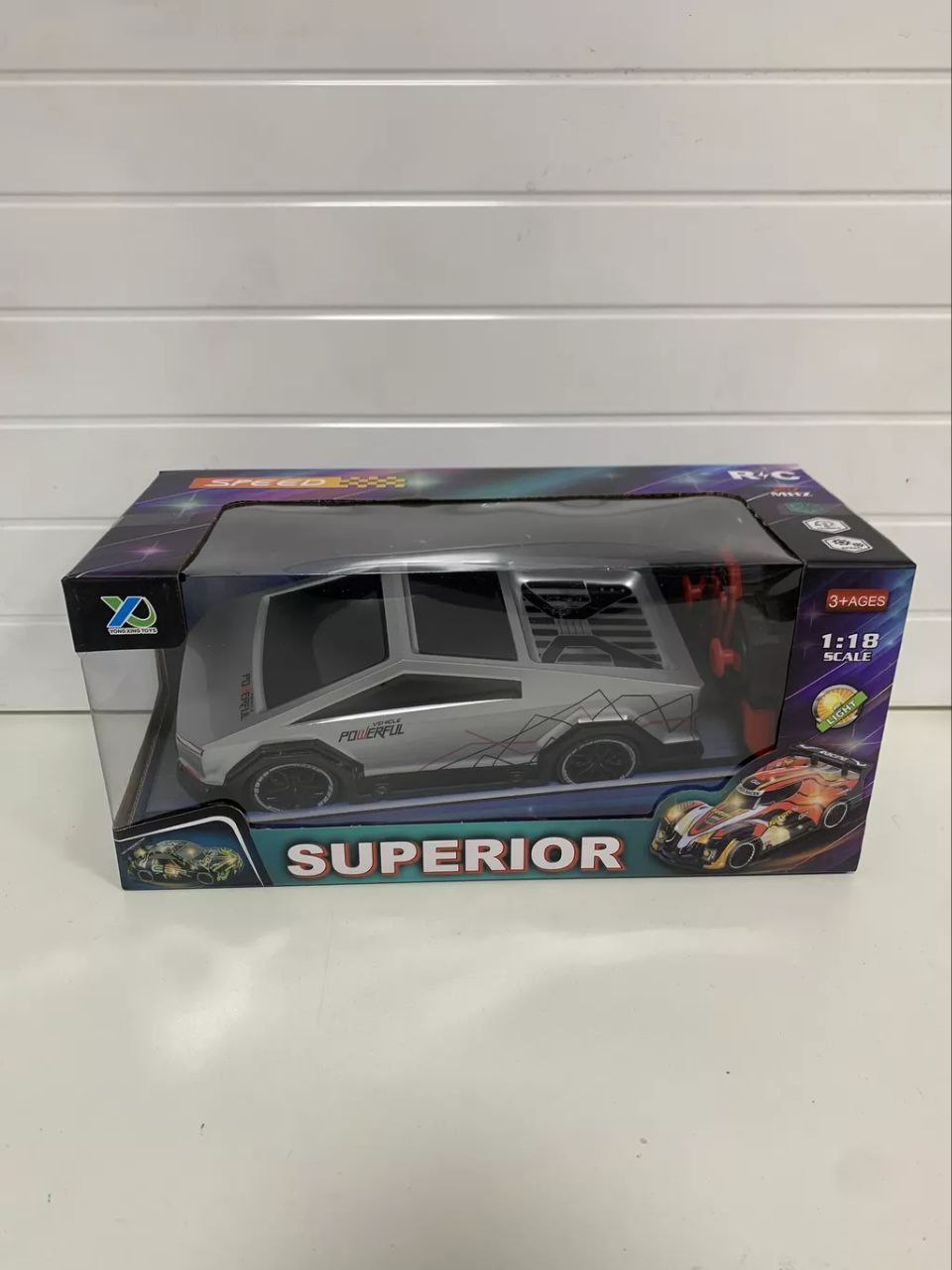 ماشین تسلا کنترلی سوپریور (Superior) 1:18 با بدنه شفاف PVC و چراغ‌های LED