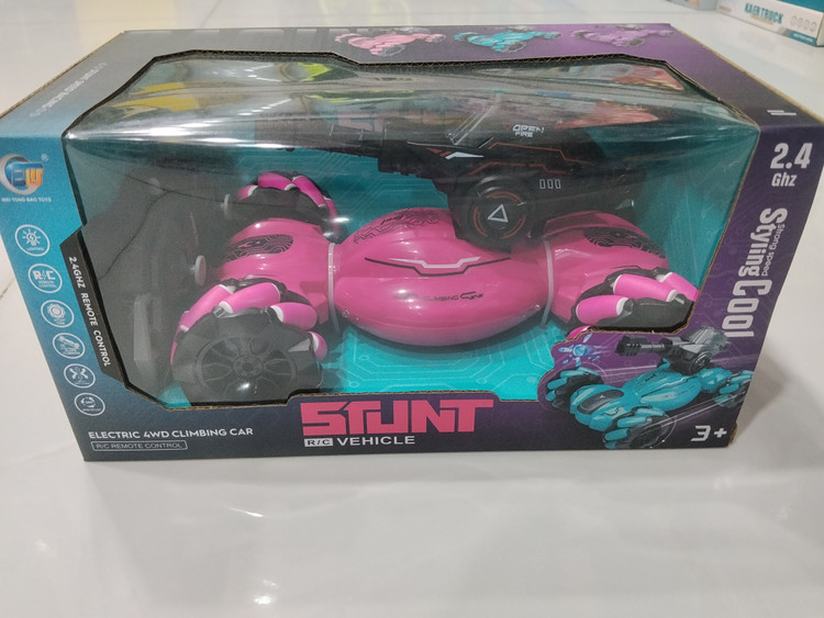 ماشین کنترلی چهار چرخ محرک STUNT (رنگ صورتی، مدل چرخیدن و صعود)