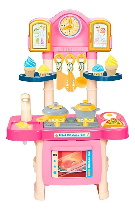 Mini Kitchen Set Little Gourmet – 37 PCS ماشین آشپزخانه کودکانه باتریدار با صدای بخار