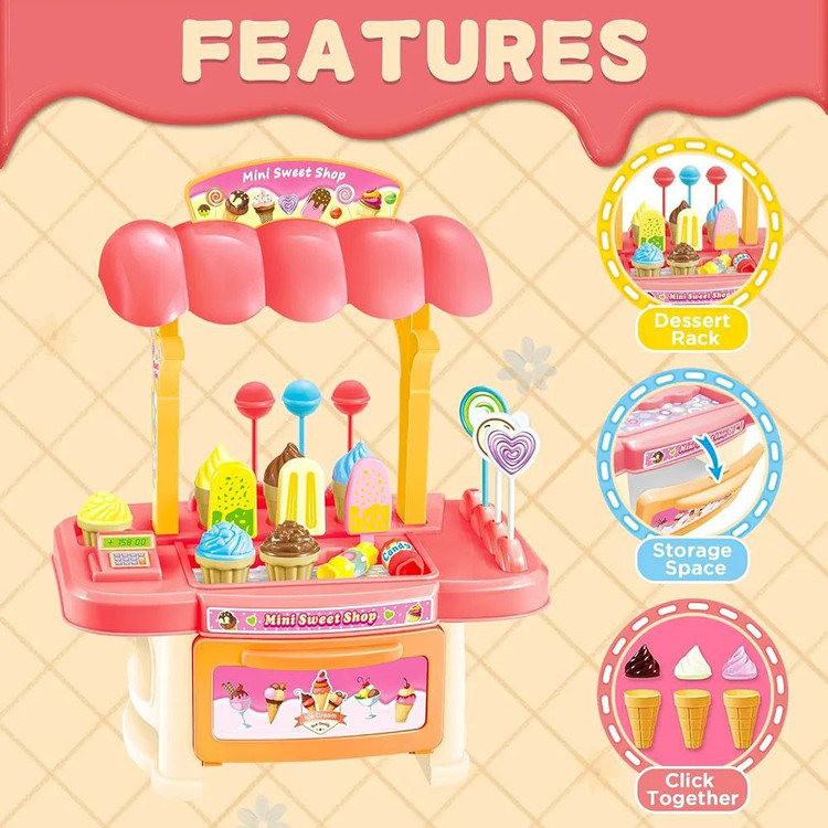 کافه و قنادی کوچک Mini Sweet Shop Ice Cream Cart (ست کیتچن ۳۲ عددی)