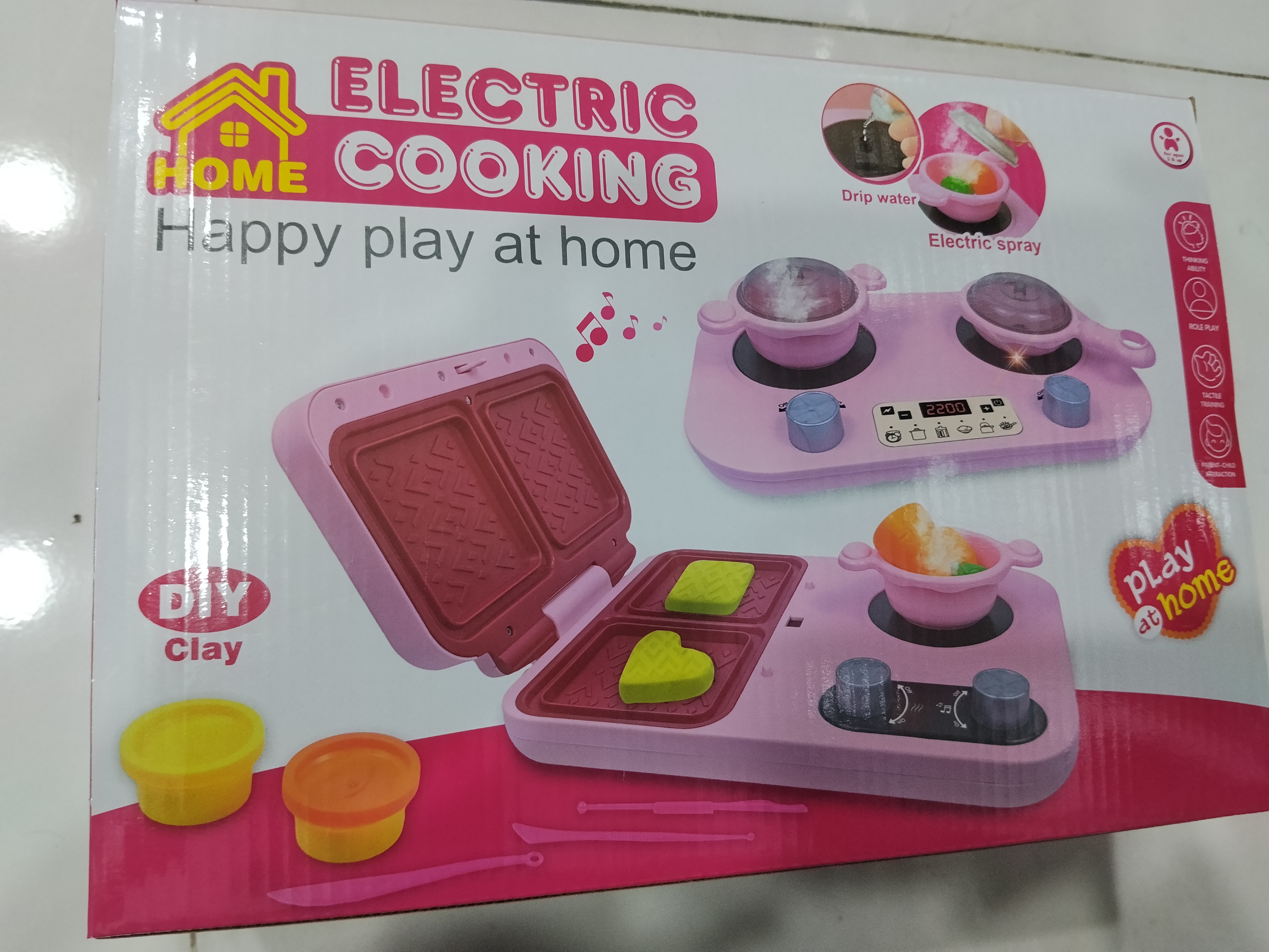 ست بازی آشپزخانه برقی الکتریک کوکینگ (Electric Cooking) – مدل دوقلو با وافل، خمیر بازی و قالب سیلیکونی